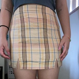 yellow plaid mini skirt